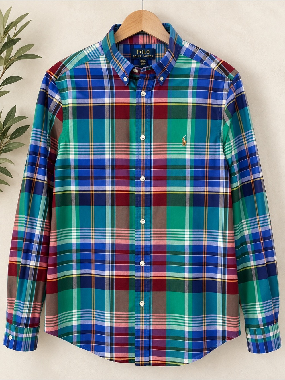 Polo Ralph Lauren 100% Cotton Madras Plaid Button Down Shirt Multicolor XL 18-20